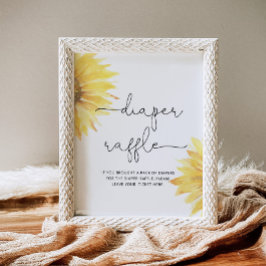 Póster Minimalist sunflower diaper raffle baby shower