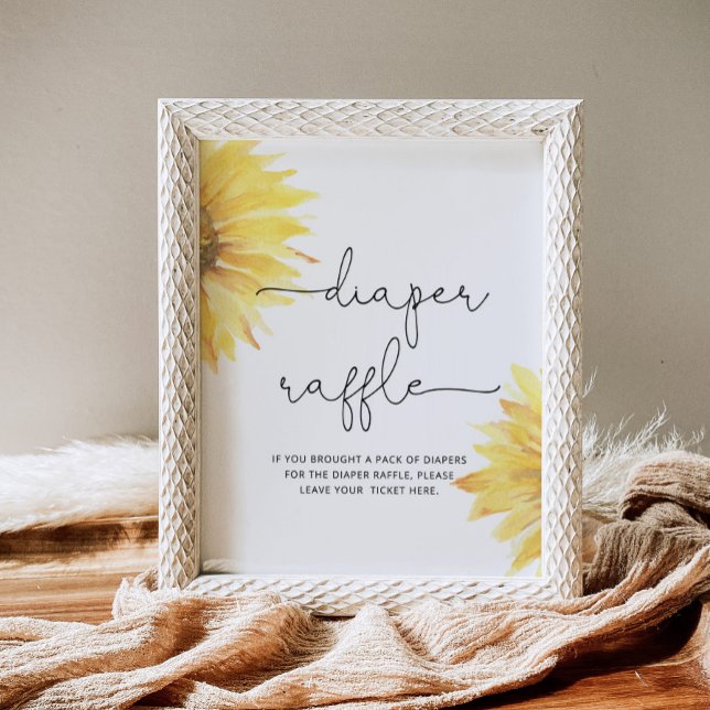 Póster Minimalist sunflower diaper raffle baby shower (Subido por el creador)