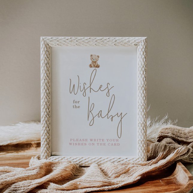 Póster Minimalist Teddy Bear Baby Shower Wishes For Baby (Subido por el creador)