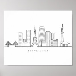 Póster Minimalist Tokyo Skyline Illustration