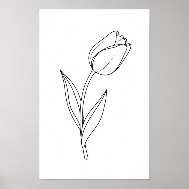 Póster Minimalist Tulip Line Drawing (Frente)