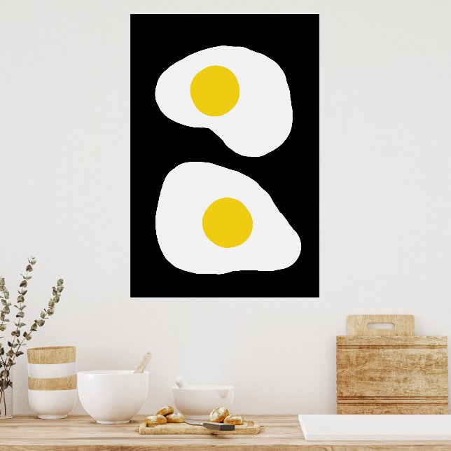 Póster Minimalist Two Fried Eggs Kitchen Art (Cocina)
