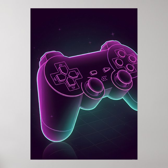 Póster Minimalist Vaporwave Gaming Controller (Frente)