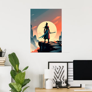 Póster Minimalist Warrior with Sword Gaming