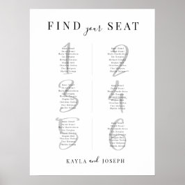 Póster Minimalist Wedding 6 Table Seating Chart Sign