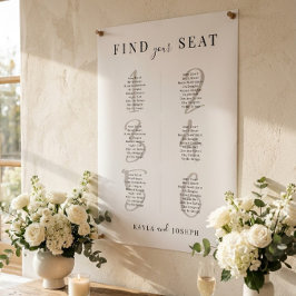 Póster Minimalist Wedding 6 Table Seating Chart Sign