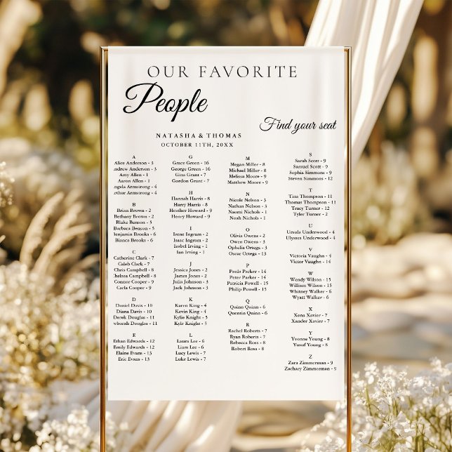 Póster Minimalist Wedding Alphabetical Seating Chart (Subido por el creador)