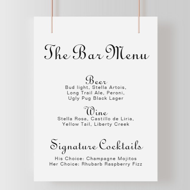 Póster Minimalist Wedding Bar Menu  (Subido por el creador)