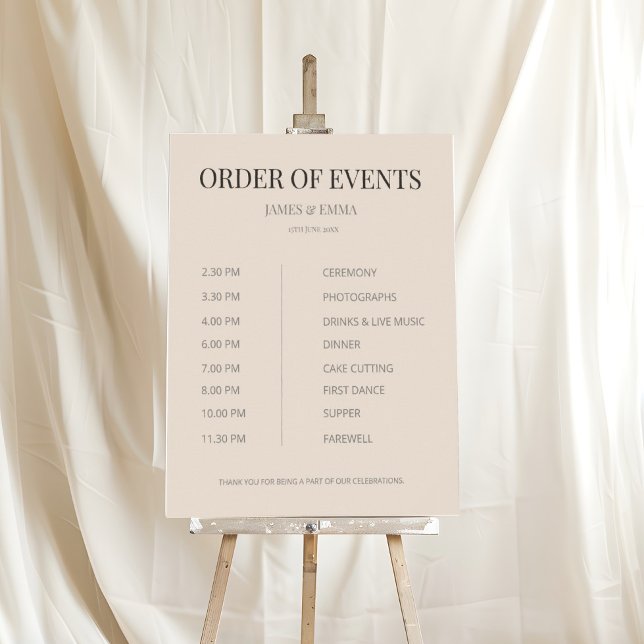 Póster Minimalist Wedding Order of Events Soft Latte (Subido por el creador)