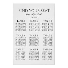Póster Minimalist Wedding Seating Chart | Custom Modern 