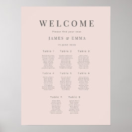 Póster Minimalist Wedding Seating Plan (8) Warm Blush