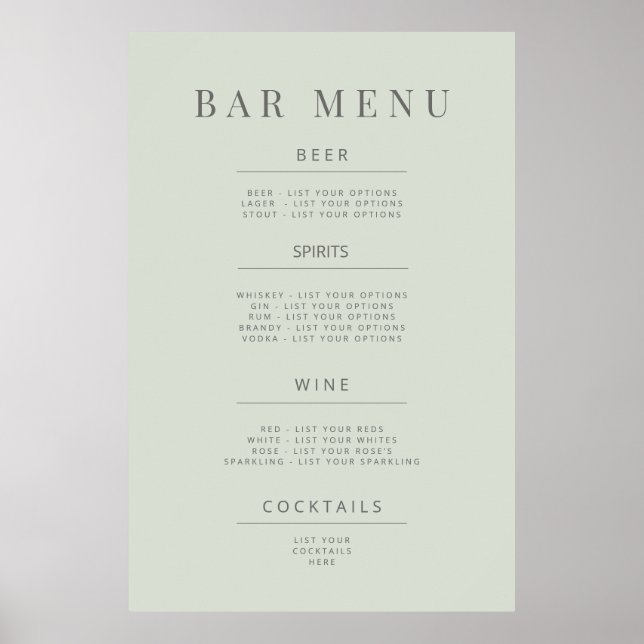 Póster Minimalist Wedding Sign Poster Pale Sage (Frente)