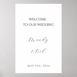 Póster Minimalist Wedding Welcome Sign | Custom Modern 