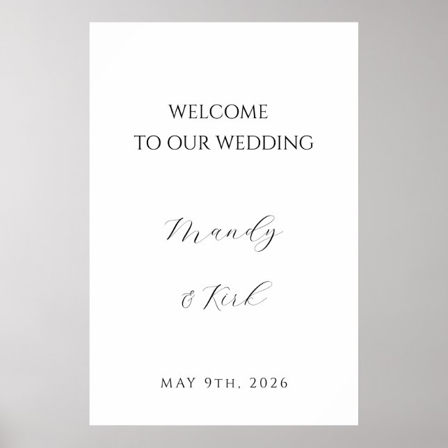 Póster Minimalist Wedding Welcome Sign | Custom Modern  (Frente)