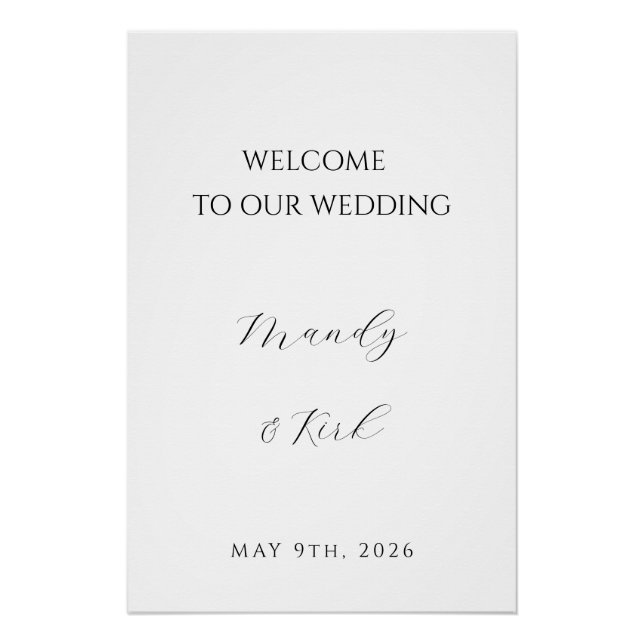Póster Minimalist Wedding Welcome Sign | Custom Modern  (Anverso)