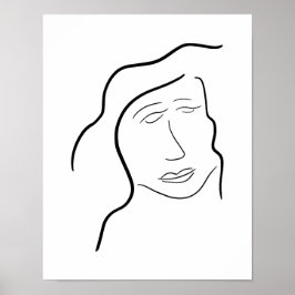 Póster Minimalist Woman Face Sketch for Gallery Wall