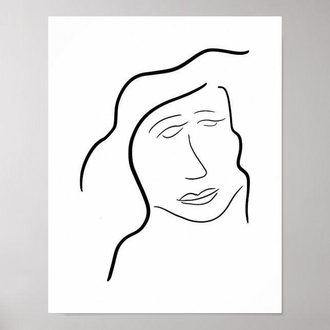 Póster Minimalist Woman Face Sketch for Gallery Wall (Frente)