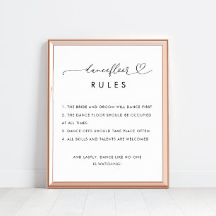 Póster Minimalista Boda Rótulo de reglas de baile de cora