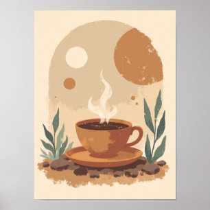 Póster Minimalista Boho Café Resumen Muro de cocina A