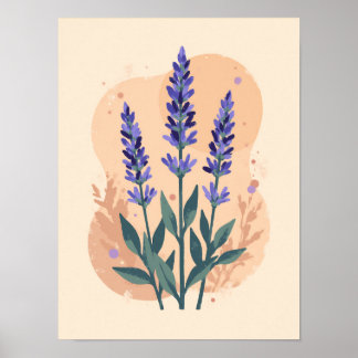 Póster Minimalista Boho Lavender Sprigs Abstract Wall Art