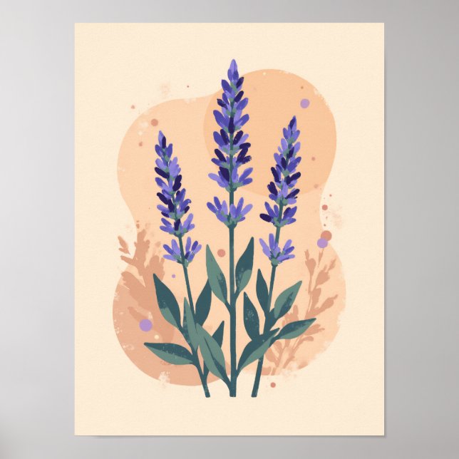 Póster Minimalista Boho Lavender Sprigs Abstract Wall Art (Frente)