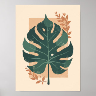 Póster Minimalista Boho Monstera Leaf Wall Art