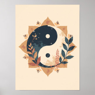 Póster Minimalista Boho Yin-Yang Wall Art