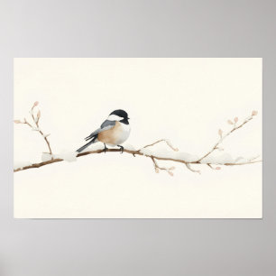 Póster Minimalista Carbonero Común en Nieve