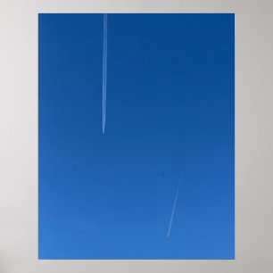 Póster minimalista de estelas en el cielo azul pro