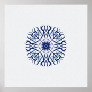 Póster minimalista del mandala de la explosión sol