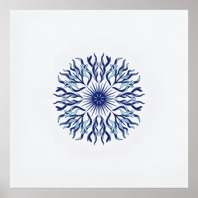 Póster minimalista del mandala de la explosión sol (Frente)