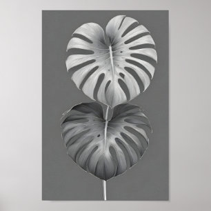 Póster Minimalista, elegante monocromo monstera albo