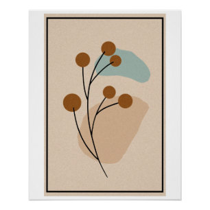 Póster Minimalista Estética Botánica Abstracta de la Natu