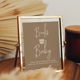 Póster Minimalista libro simple de Baby Shower Bear para