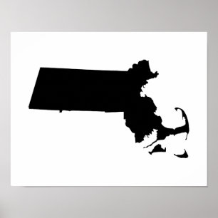 Póster Minimalista Massachusetts en negro