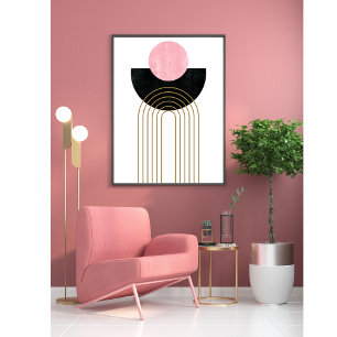 Póster Minimalista moderno boho de mediados de siglo cont