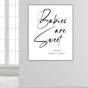 Póster Minimalista Moderno Letra Negra Bebés Son Dulces 