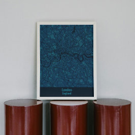 Póster Minimalista negro y azul Poster de la ciudad de Lo