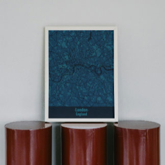 Póster Minimalista negro y azul Poster de la ciudad de Lo
