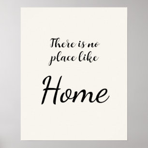 Póster Minimalista No Hay Lugar Como Hogar Blanco