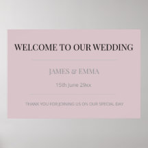 Minimalista pancarta de boda horizontal rosa opaco