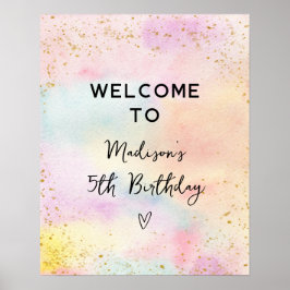 Póster Minimalista Pastel Rainbow Gold Birday