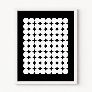 Póster Minimalista Retro Cuadrícula de Círculos en Blanco