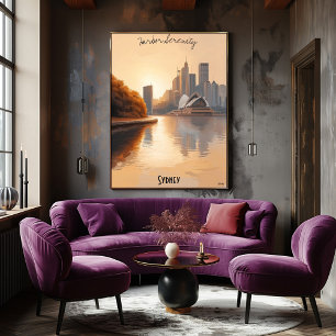 Póster Minimalista Sydney Skyline - Tonos suaves australi