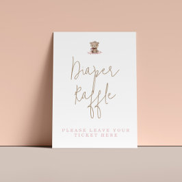 Póster Minimalista Teddy Bear Baby Shower Diaper Raffle