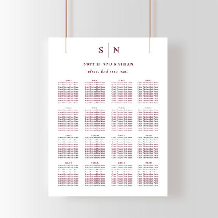 Póster Minimalista y Chic   Gráfico de Asientos de Boda B
