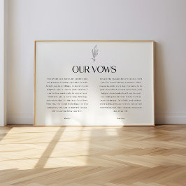 Póster Minimalistic Black & White Leaf Wedding Vows