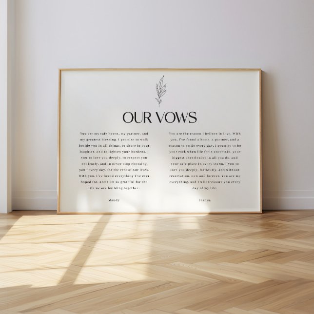 Póster Minimalistic Black & White Leaf Wedding Vows (Subido por el creador)