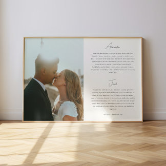 Póster Minimalistic Script Wedding Vows Custom Photo