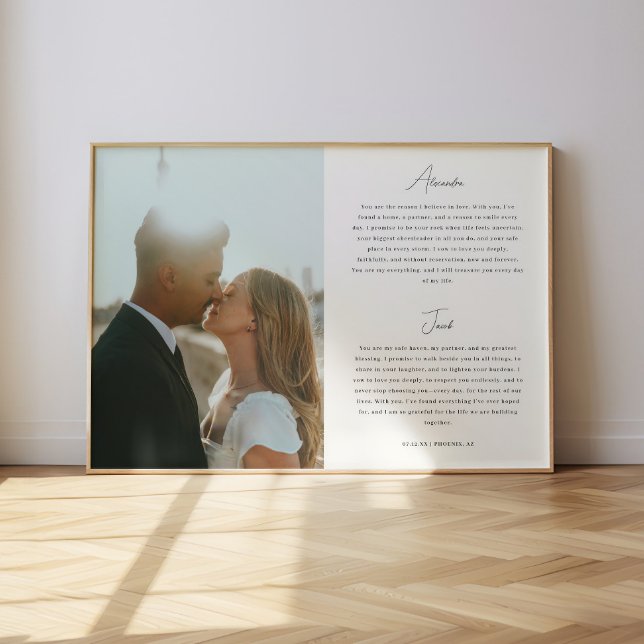 Póster Minimalistic Script Wedding Vows Custom Photo (Subido por el creador)